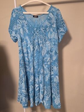Froccella Blue Floral Cotton Dress OS